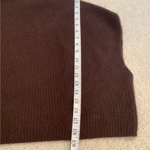 Anthropologie The Enzo Cashmere Poncho Sweater Vest XS Petite Chocolate Brown - Picture 9 of 13